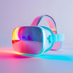 Medium shot of the VR headset, isolated on a white background, bright and vivid tonality 
