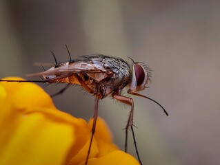 Fly in flower unprocessed , A genuine fly is an insect, in the class diptera, which has a pair of fans in the mesothorax and the metathorax is a pair of halts from the back wings