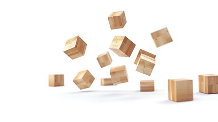 Fototapeta premium wooden blocks falling or flying background