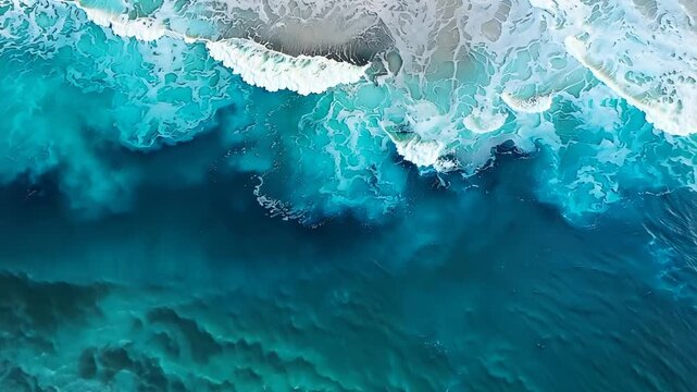 Aerial View of Crashing Ocean Waves