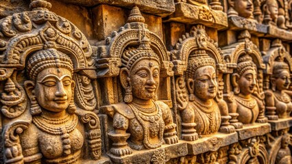 Fototapeta premium Close-up of Ancient Stone Carvings