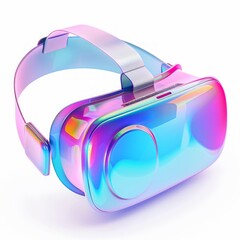 Medium shot of the VR headset, isolated on a white background, bright and vivid tonality 
