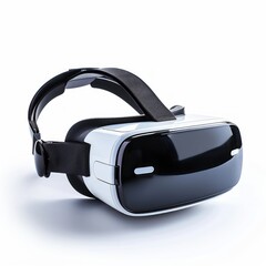 Medium shot of the VR headset, isolated on a white background, bright and vivid tonality 
