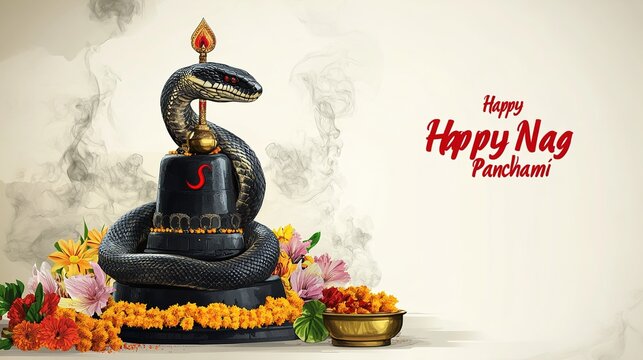 illustration of Nag Panchami with lord shiva. illustration
