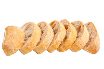 ciabatta bread slices on empty background.