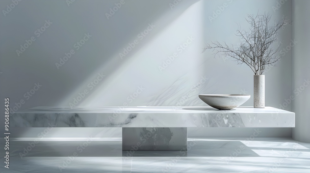 Poster sleek marble table in minimalist setting for luxury product display