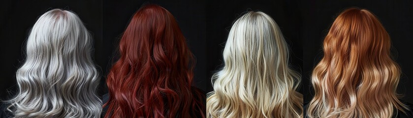 Naklejka premium Women showcasing various shades of wavy hair.