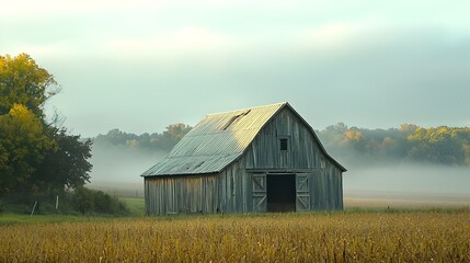 Fototapeta premium An Old Rustic Barn Standing Amidst a Peaceful Countryside Landscape
