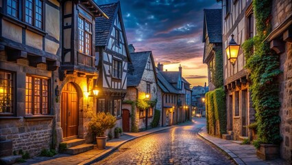 Obraz premium Deserted Medieval Street at Twilight