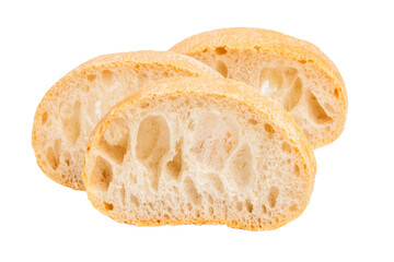 ciabatta bread slices on empty background.