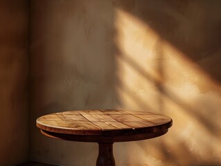 Cozy Corner with Soft Lighting and Artisanal Product Display on Round Wooden Table