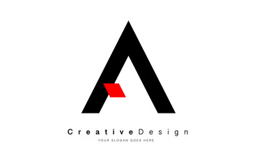 Minimalist Letter A logo Design with sleek modern look and black red color theme.