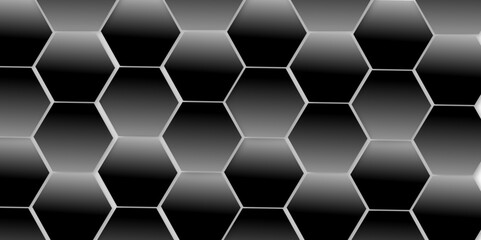 Luxury hexagonal abstract black background with white lines. Creative and decorative modern technological hexagon pattern background. 