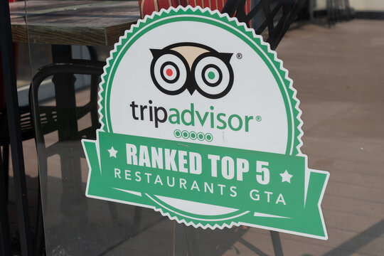 tripadvisor vinyl decal sign for a restaurant ranked top 5 restaurants in gta (greater toronto area)