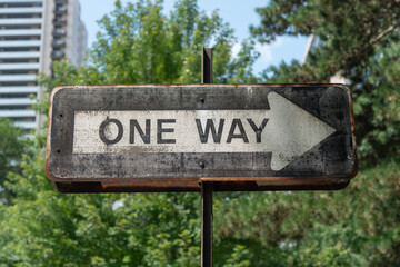 vintage mid century One Way traffic sign  