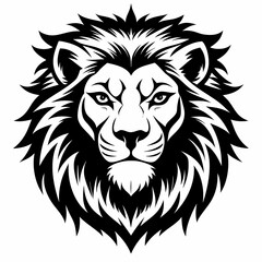 Obraz premium Lion Head vector black and white, Lion Head vector silhouette