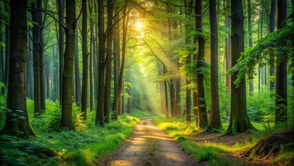 Obraz premium footpath in the forest., forest path background.