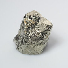 natural silver pyrite gem on the white background