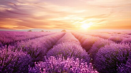 Sunset over Lavender Field
