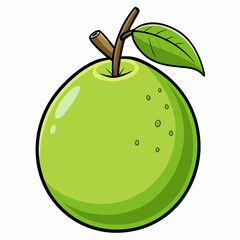 Single guava Fruit on white vector