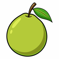 Single guava Fruit on white vector