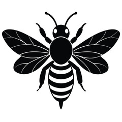  worker bee silhouette with white background vector illustration  