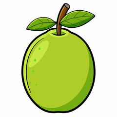 Single guava Fruit on white vector