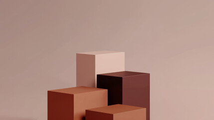 Podium parallelepipeds with different solid colors background product platform abstract stage studio with solid color background