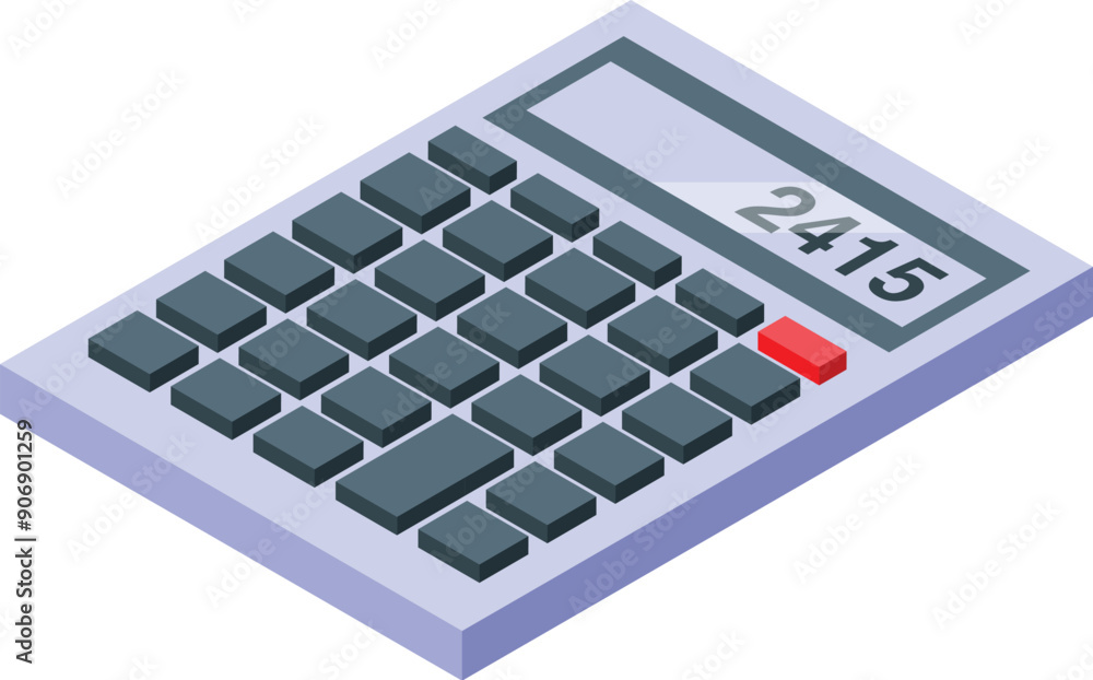 Poster office calculator showing number 2415 in display, isometric view