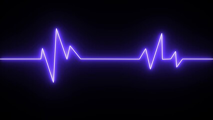 neon-COLOUR heart and heartbeat lines. Amazing cool multicolored abstract background with a neon heartbeat display screen for medical research and a bright wave signal