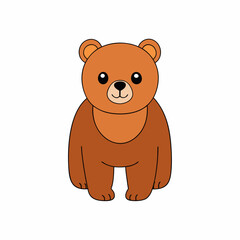 Grizzly Bear Vector Illustration - Cartoon, Clipart, and Line Art Design