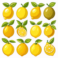 Comprehensive Collection of Citrus Fruits: Isolated and Patterned Illustrations of Lemons, Oranges, and Limes,  set of citrus fruits, set of citrus fruit, pattern with lemon, set of citrus fruits