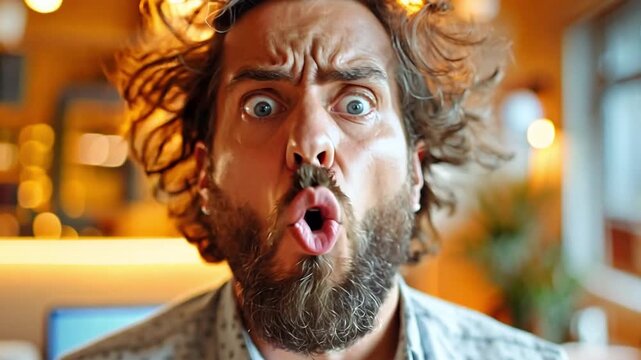 Man yelling and using computer in frustration