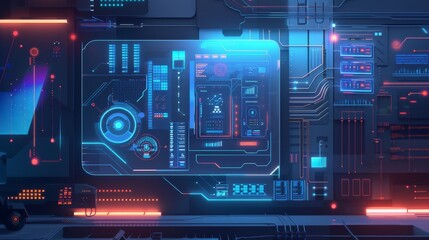Obraz premium Futuristic Interface with Neon Lights.
