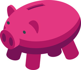 Pink piggy bank representing saving money and home banking