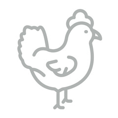 Chicken Vector Line Grey Icon Design