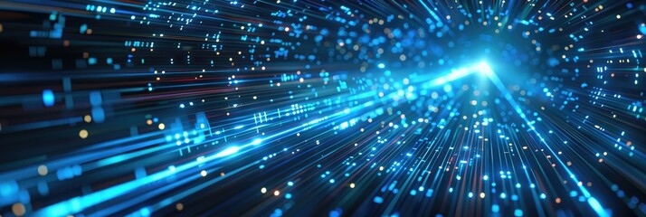 Professional Technology Background with Dynamic Blue Light Streaks and 3D Effect