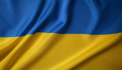 Ukrainian flag background with a flowing fabric texture