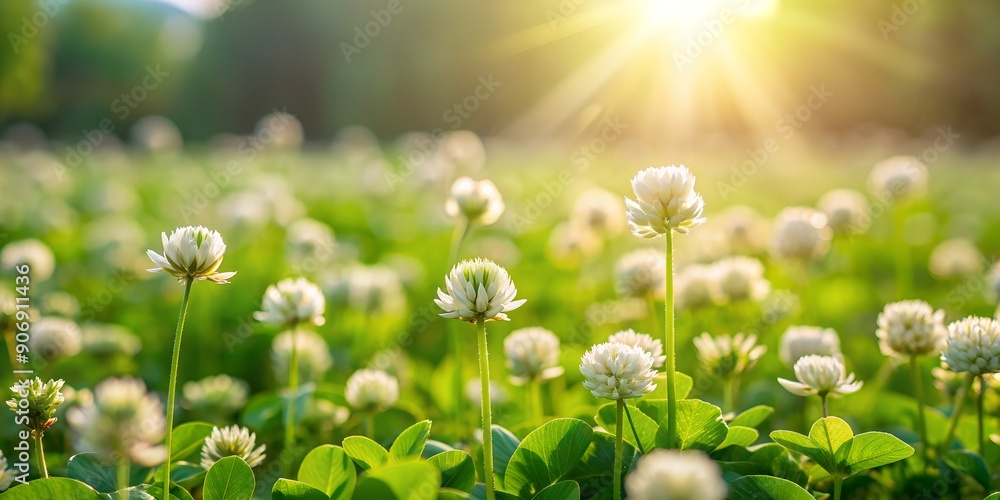 Poster clover field nature background generative ai