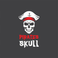 Classic Pirates Skull with Vintage for Boat Ship Sailor Nautical Navy Vintage Retro emblem logo design