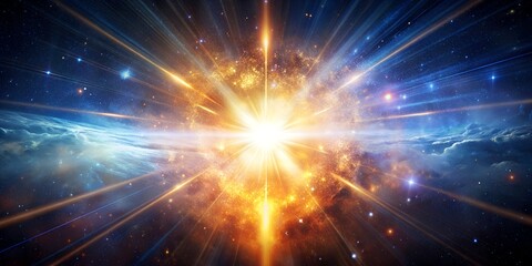 Naklejka premium explosion of light in outer space AI-Generated Content
