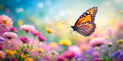 a butterfly flying over flowers AI-Generated Content