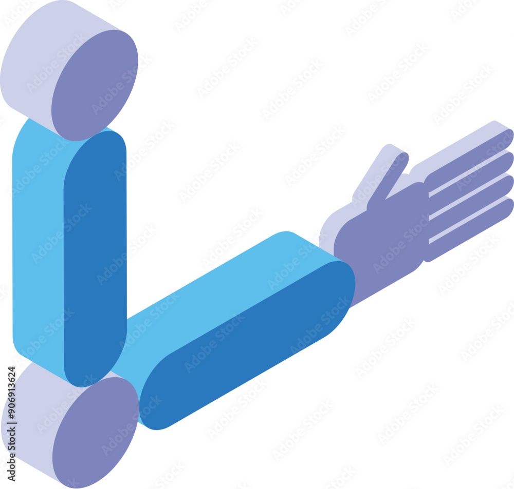 Poster blue robotic arm extending its hand for a handshake, symbolizing automation and collaboration in mod