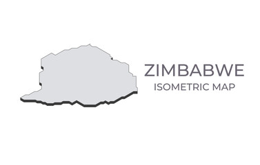 Map of the Zimbabwe in simple isometric form. Illustration of isometric map of the country.