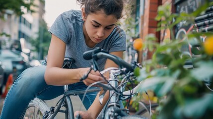 Girl with bicycle