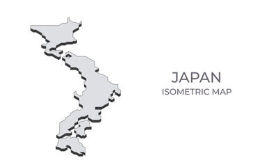 Map of the Japan in simple isometric form. Illustration of isometric map of the country.