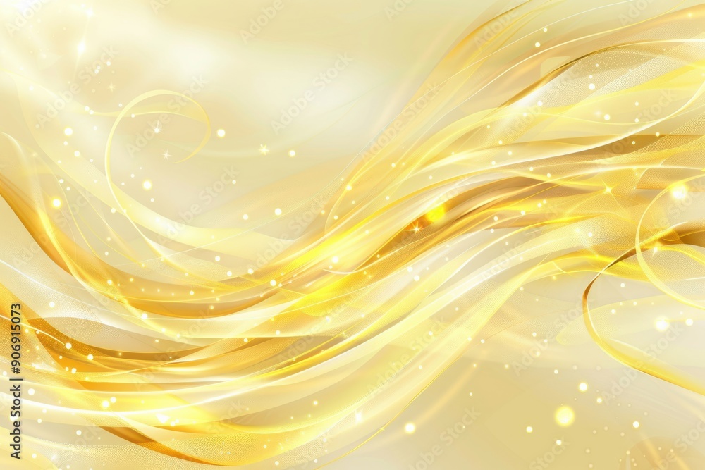 Poster joyful golden patterns on a soft background. radiant yellow twists for festive occasions. sparkling 