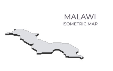 Map of the Malawi in simple isometric form. Illustration of isometric map of the country.