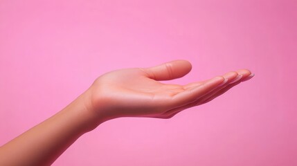 Open Hand with Pink Background