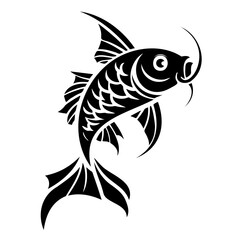 Intricate Black and White Koi Fish Design